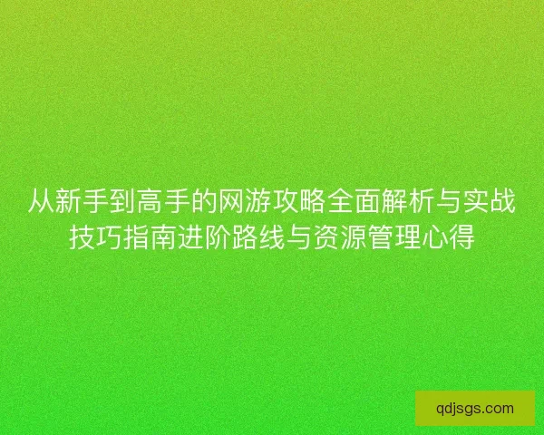 从新手到高手的网游攻略全面解析与实战技巧指南进阶路线与资源管理心得