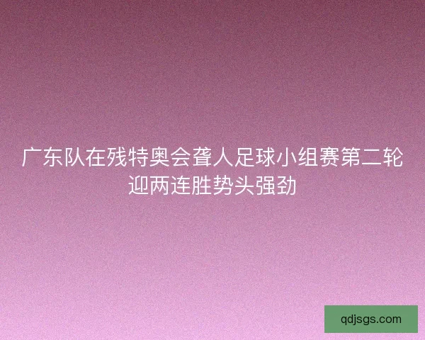 广东队在残特奥会聋人足球小组赛第二轮迎两连胜势头强劲